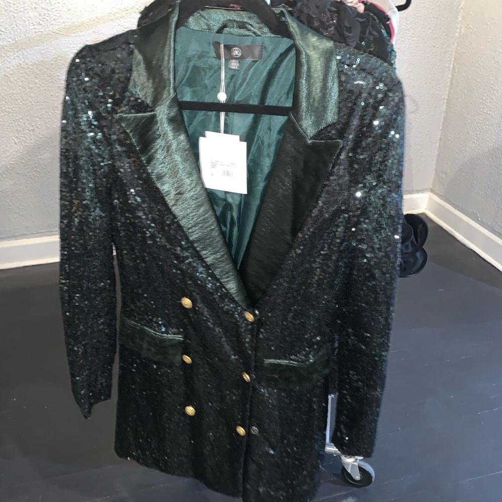 Green sequined blazer dress